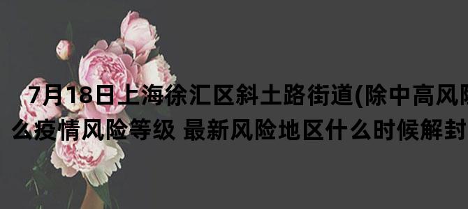'7月18日上海徐汇区斜土路街道(除中高风险外)属于什么疫情风险等级 最新风险地区什么时候解封复工复产开学的'
